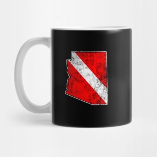 Arizona Dive Flag Scuba Diving State Map Dive Flag Distressed Mug